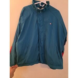 LANDS END Men Size Large(42-44) Turquoise Nylon Lined Track Jacket. Vintage 90's